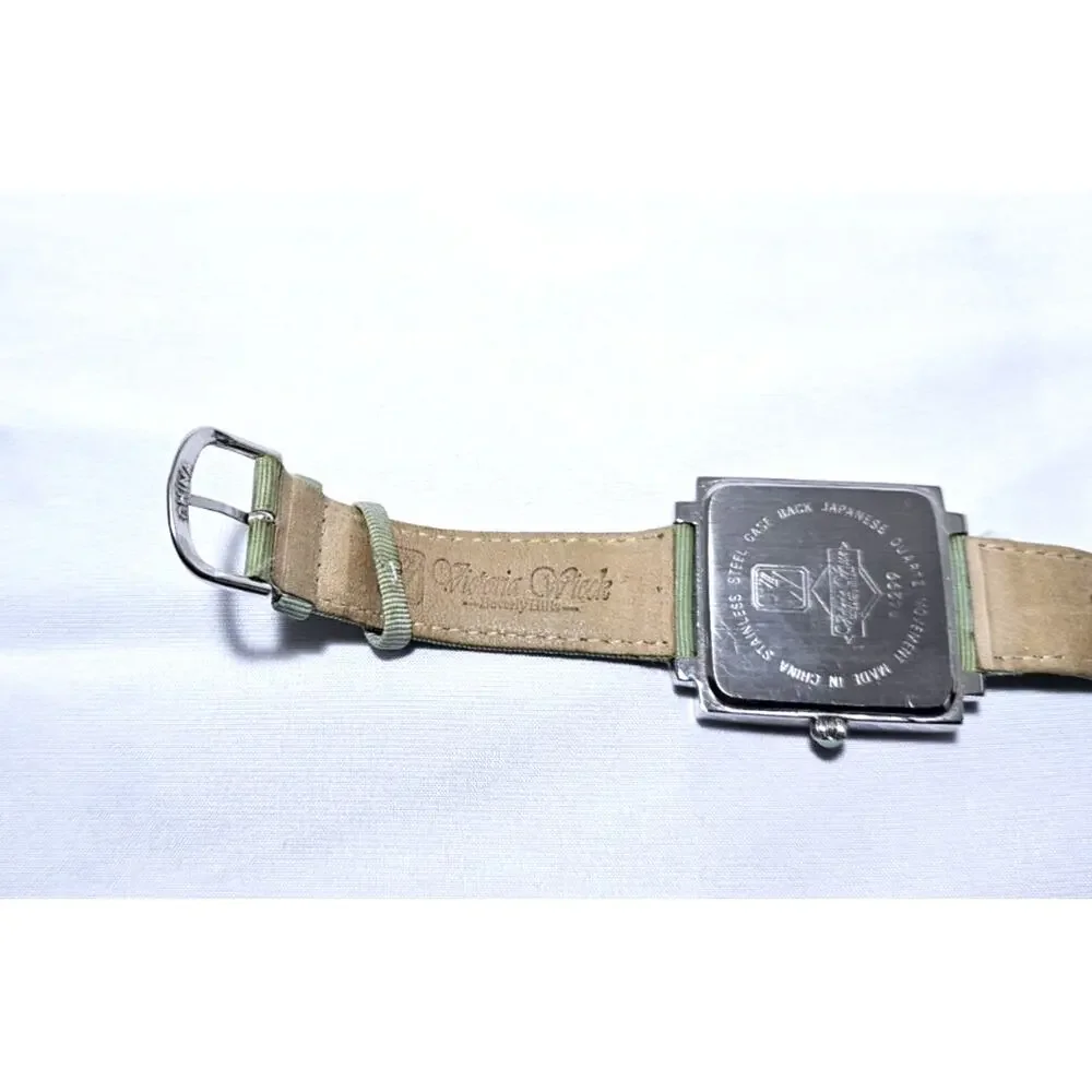 Victoria Weick of Beverly Hills Womens Wrist Watch Green Band Silver Case